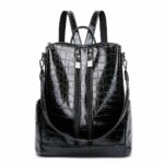 Sac à dos femme multi-zip croco - Noir - Sac à dos Sac à dos scolaire
