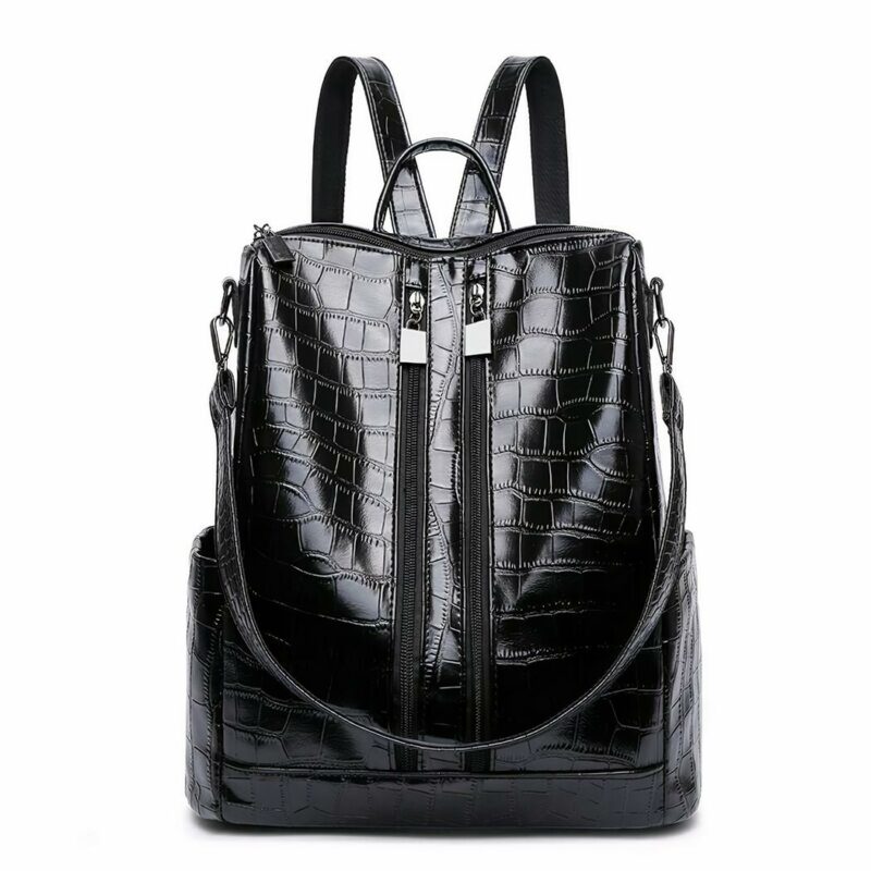 Sac à dos femme multi-zip croco - Noir - Sac à dos Sac à dos scolaire