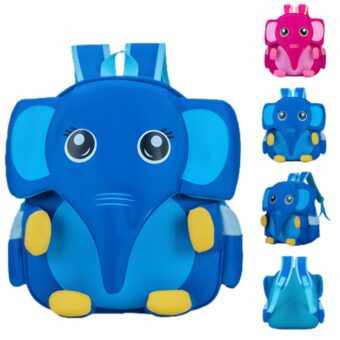 Sac à dos enfant en forme éléphant bleu et rose. Bonne qualité et très à la mode.