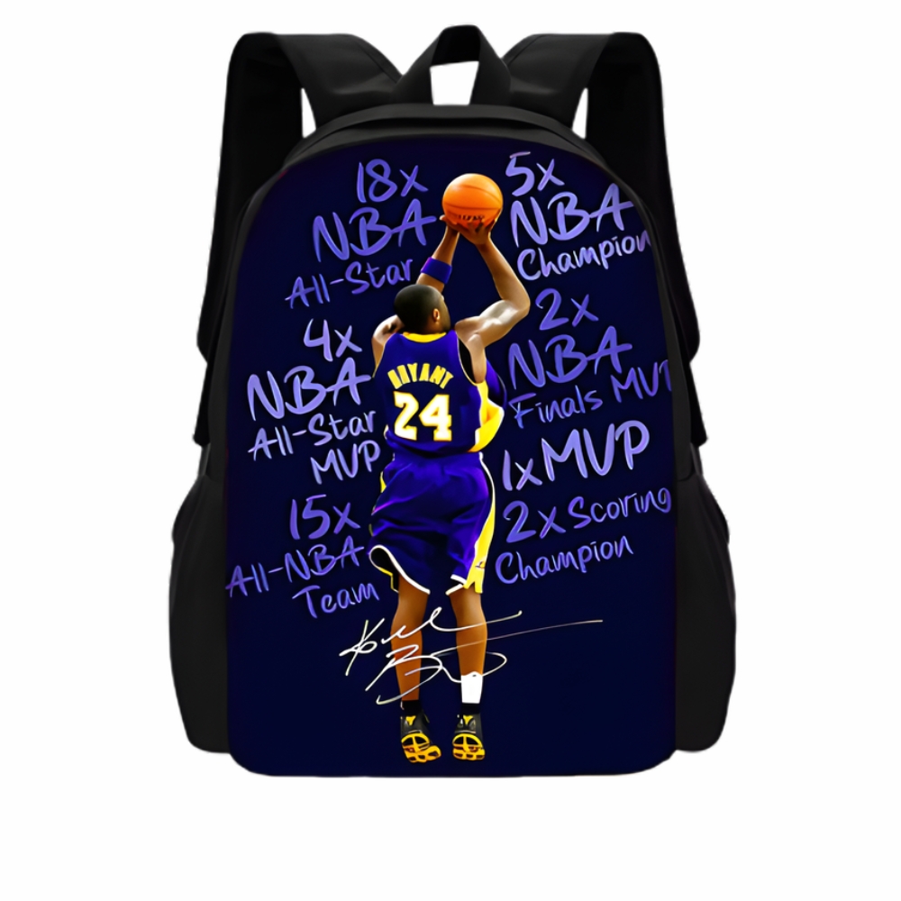 Sac à dos sport basketball motif Kobe Bryant sur fond blanc