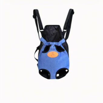 on voit sur un fond clair un sac à dos de transport pour chien ou chat bleu
