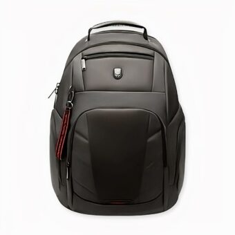 Sac à dos de grande capacité avec chargeur USB noir avec un fond blanc