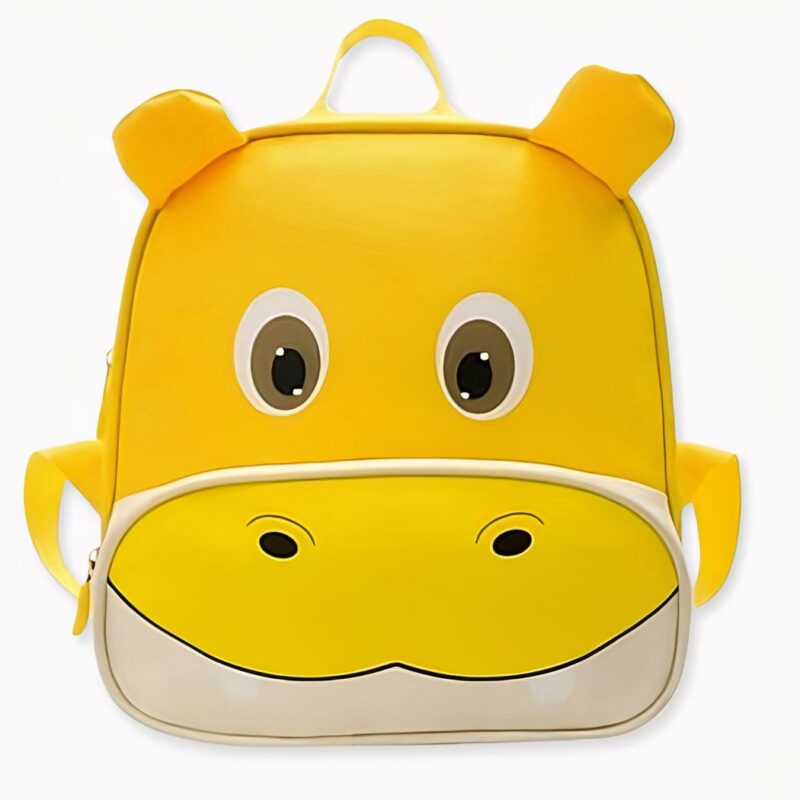 Sac à dos hippopotame pour enfant jaune avec un fond blanc