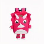 Sac à dos forme dinosaure pour enfant, couleur rose et blanc.