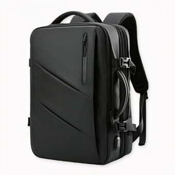 Sac à dos noir unique avec double compartiment, bonne qualité et très pratique.