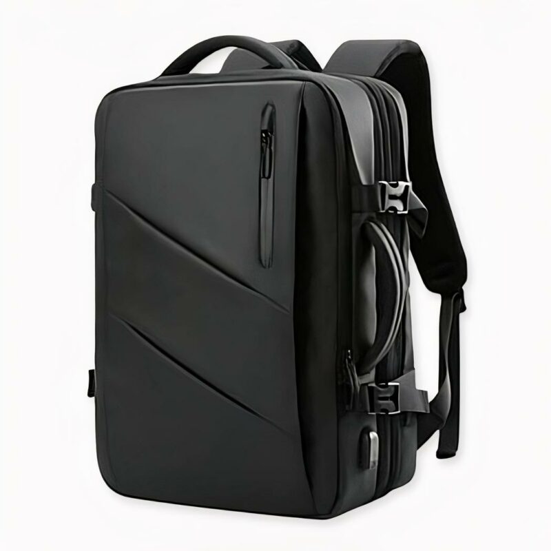 Sac à dos noir unique avec double compartiment, bonne qualité et très pratique.