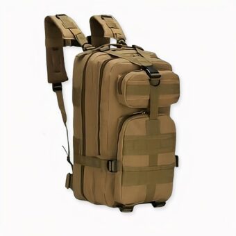 Sac à dos pour camping et randonnée marron, bonne qualité et très pratique.