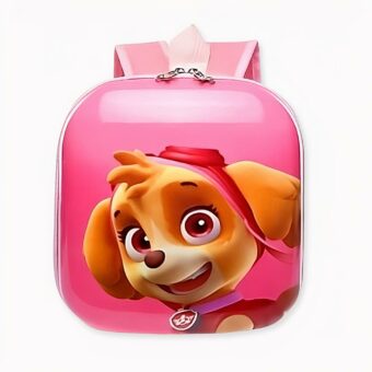 Sac à dos à motif Pat Patrouille Rose avec la tête de Skye et un fond blanc