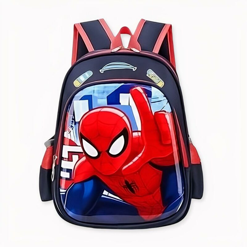 Sac à dos d'école Spider-Man rigolo avec motif devant, bonne qualité et très à la mode.