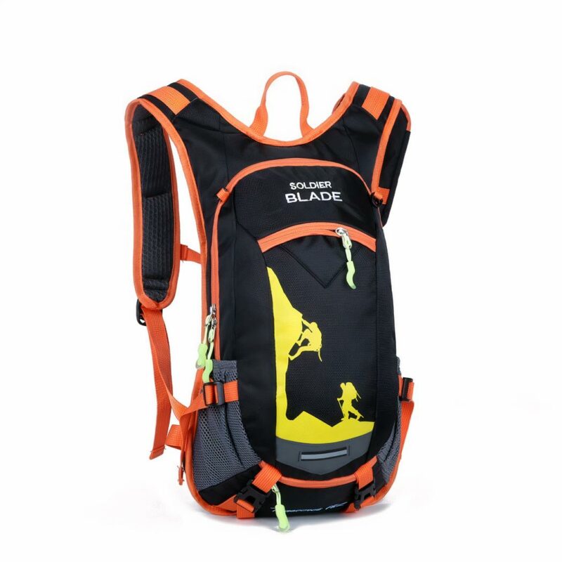Sac à dos étanche de 18l pour le ski et les sports d'hiver noir, orange et jaune