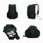 Sac à dos militaire noir 40L sur fond gris clair.
