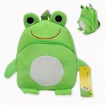 Mini sac à dos grenouille en peluche pour enfants vert avec bouche rouge,