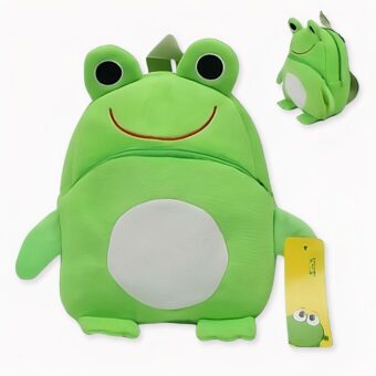 Mini sac à dos grenouille en peluche pour enfants vert avec bouche rouge,