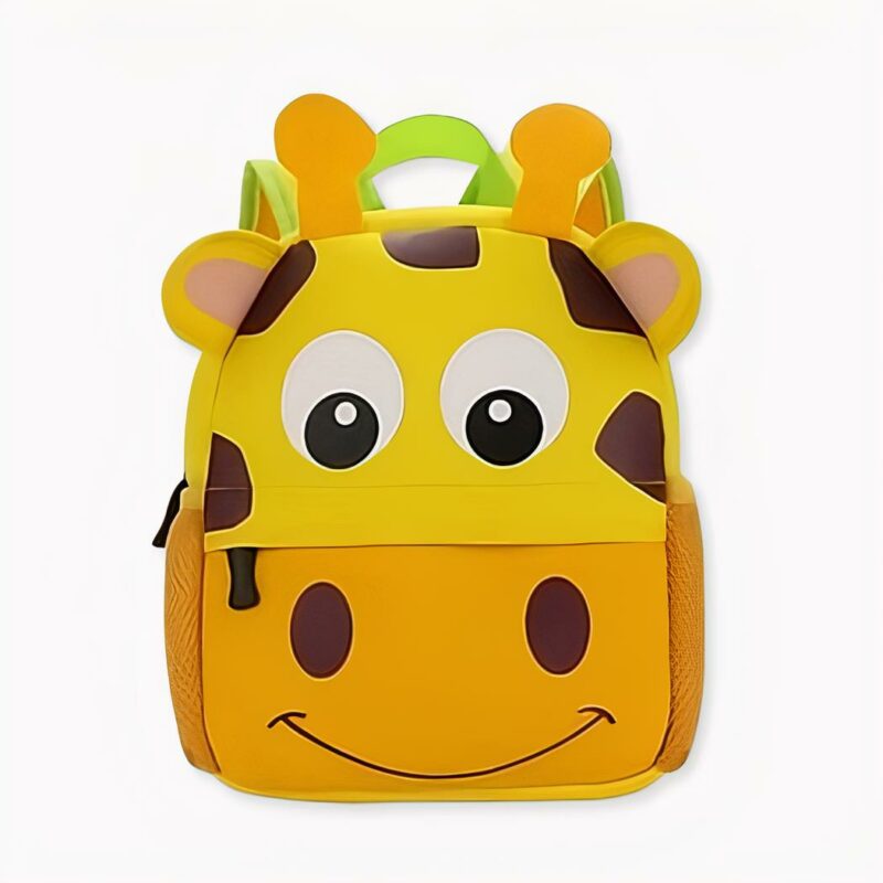 Sac à dos avec animaux pour enfants style girafe, couleur jaune.