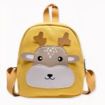 Sac à dos d'école avec son petit cerf pour enfants jaune, gris et blanc