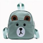 Sac à dos d'école avec tête d'ourson pour enfants vert et marron. Bonne qualité et très tendance.