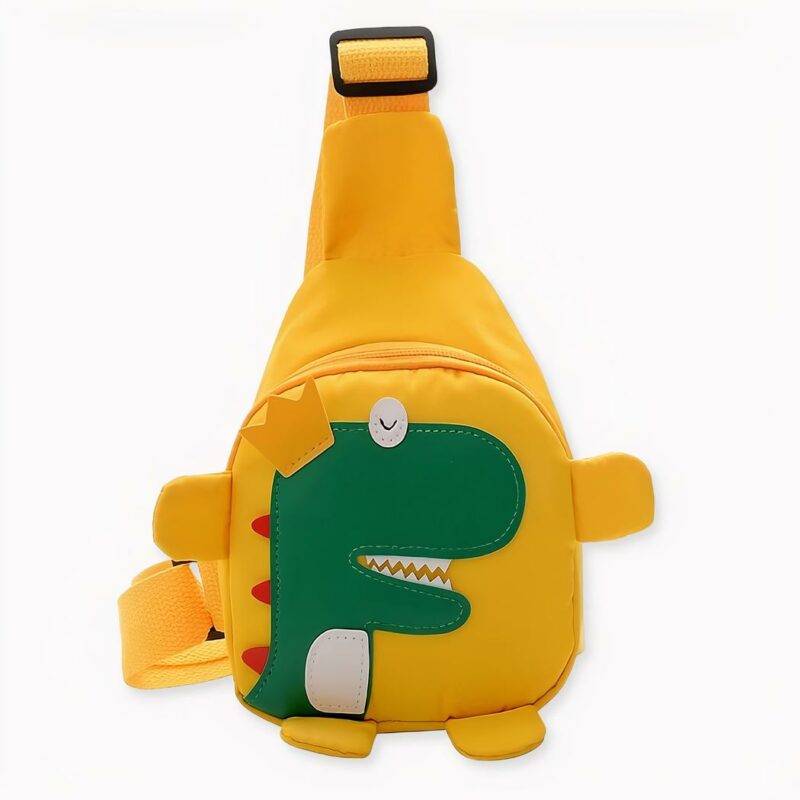 Sac à dos en forme de dinosaure pour enfants, bonne qualité et très confortable. couleur jaune.