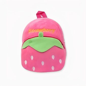 Sac à dos en peluche de fraise rose ou rouge rose. Bonne qualité et très à la mode.