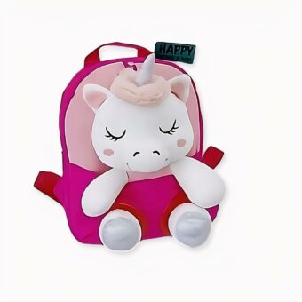 Sac à dos licorne en peluche pour enfants rose et blanc. Bonne qualité et très à la mode.