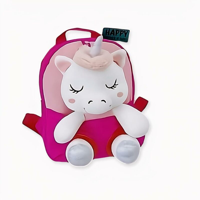 Sac à dos licorne en peluche pour enfants rose et blanc. Bonne qualité et très à la mode.