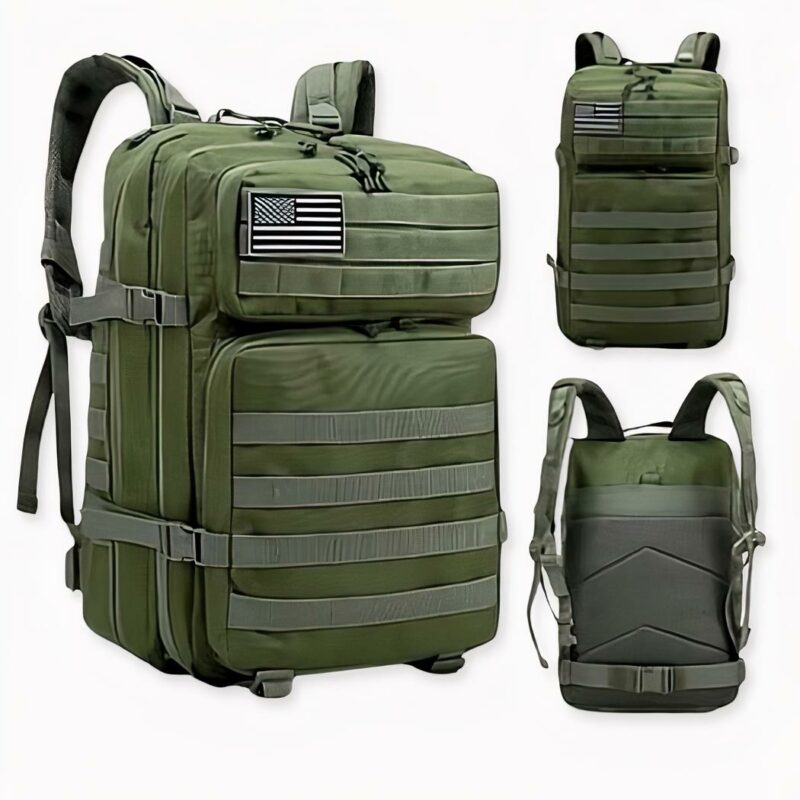 Sac à dos militaire de couleur vert, bonne qualité et très pratique.