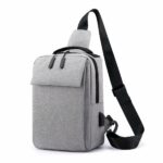 Sac à bandoulière en Nylon pour homme grise avec bandeau noir