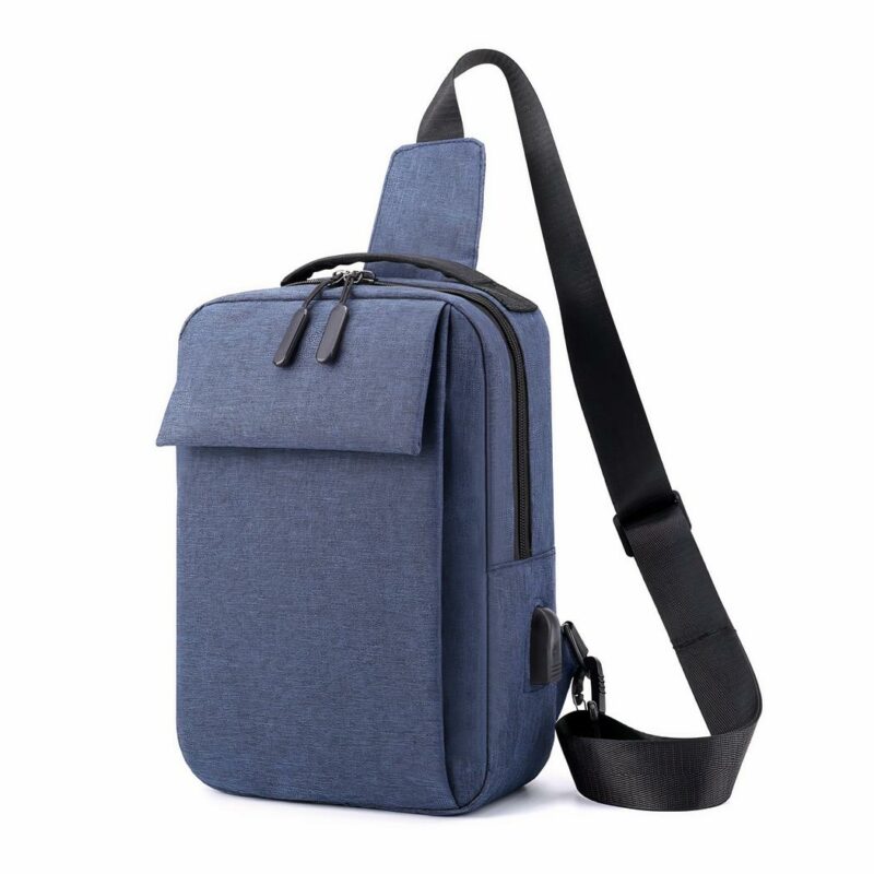 Sac à bandoulière en Nylon pour homme bleu avec un fond blanc