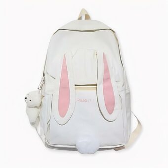 Sac à dos oreilles de lapin blanc et rose. Bonne qualité et très tendance.