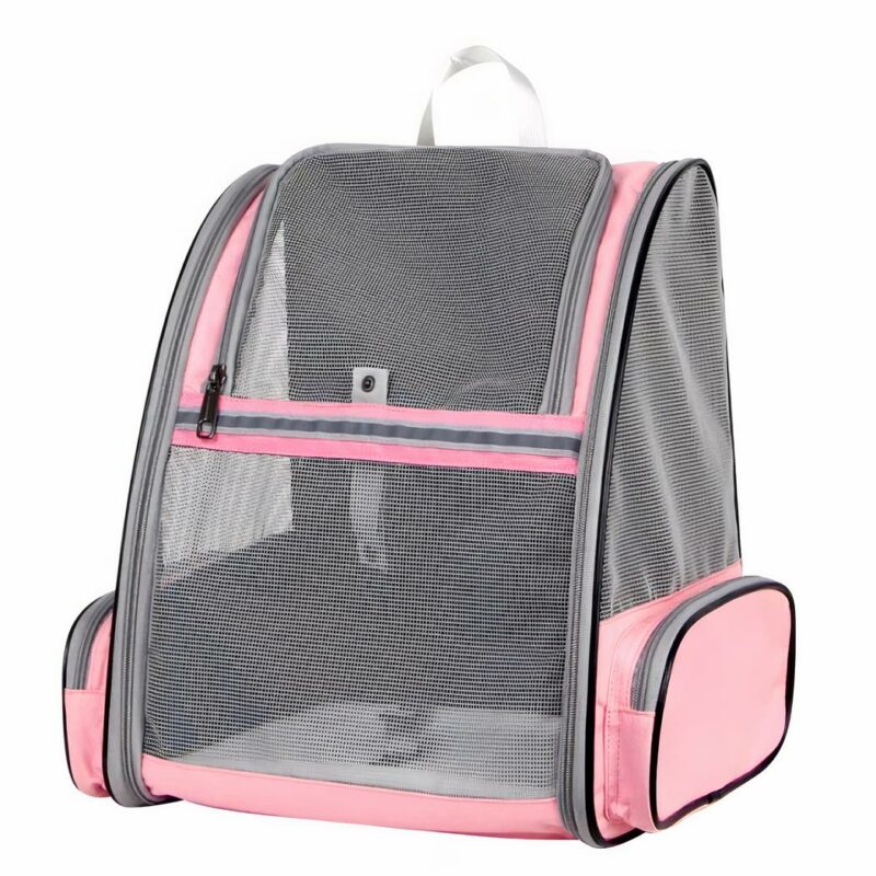 Sac à dos pour chat respirant gris rose