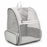 Sac à dos pour chat respirant gris avec un fond blanc