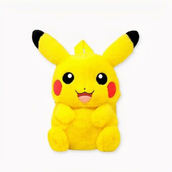 Mini sac à dos Pokémon Pikachu en peluche souriant, couleur jaune. Bonne qualité et très tendance.
