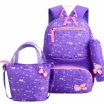 Lot de 02 sacs colorés à motif nœud et cœur violet avec un fond blanc