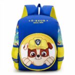 Sac à dos Pat Patrouille en flanelle bleu et jaune avec un fond blanc