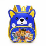 Sac à dos à design chien motif Pat Patrouille bleu et jaune avec un fond blanc