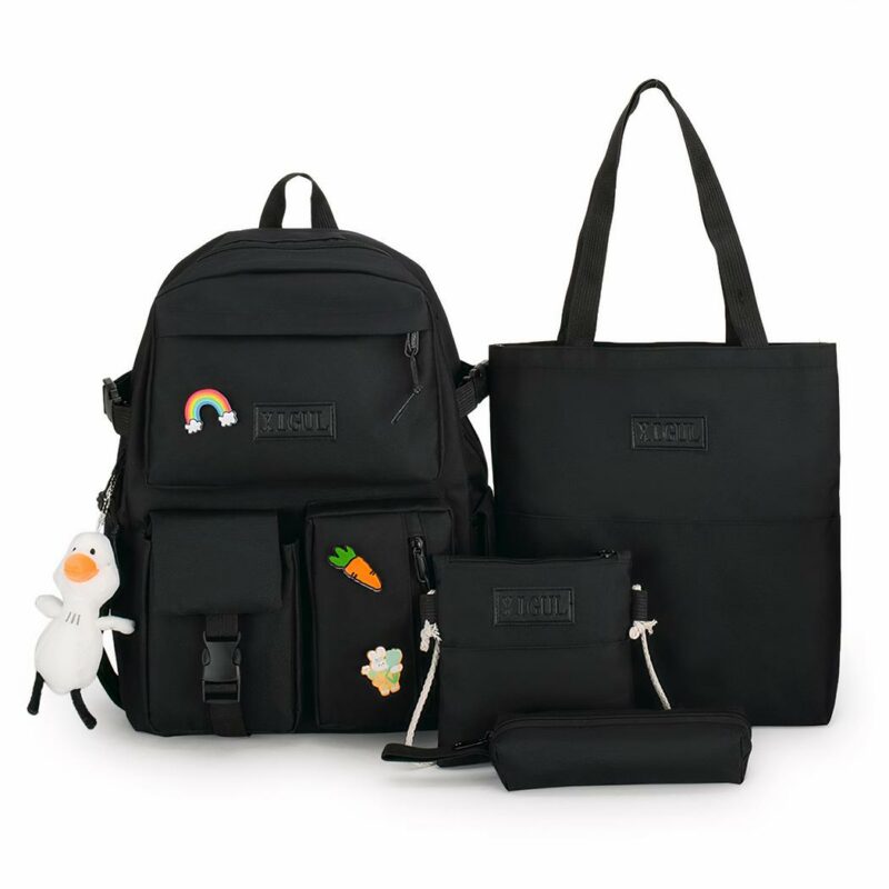 Sac à dos 4 pièces à joli motif avec pendentif canard 4