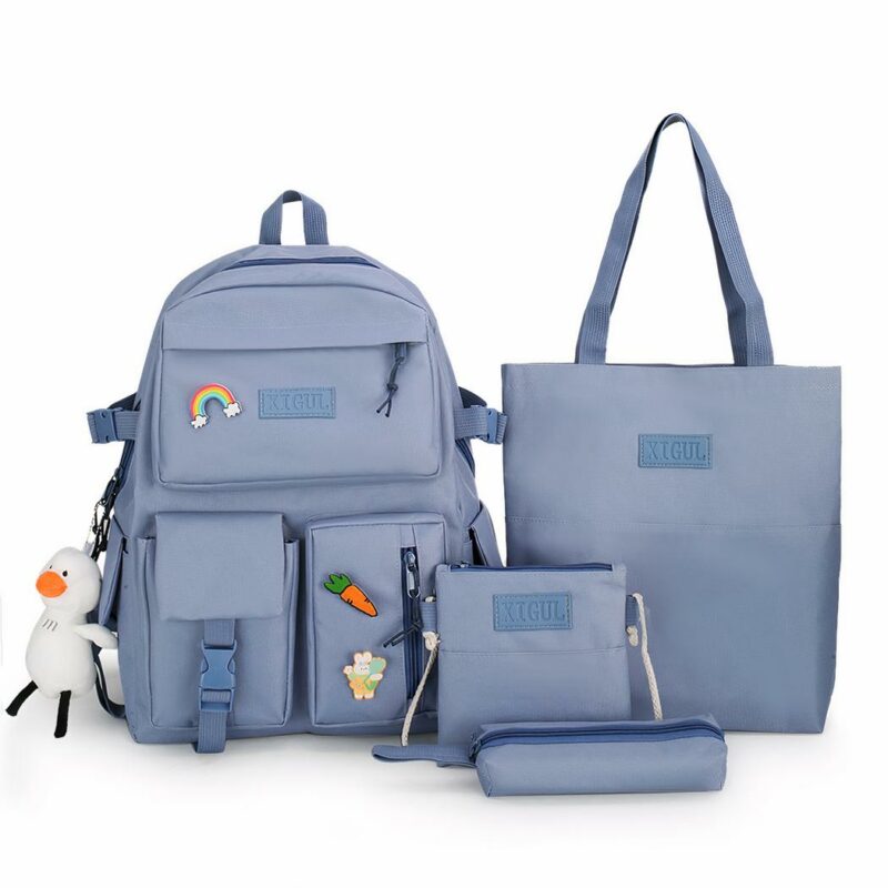 Sac à dos 4 pièces à joli motif avec pendentif canard 3