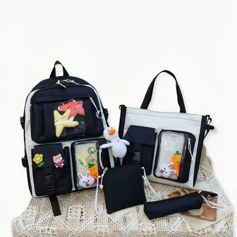 Craquez pour cet ensemble cinq pièces de sac à dos en Oxford souple moderne ! Disponible en quatre coloris, ces sacs seront idéaux pour vos ballades en villes, travail ou voyage. Ses nombreuses poches vous permettront de transporter facilement toutes vos affaires tout en gardant les mains libres et l’esprit léger. Il ne vous reste plus qu’à profiter !