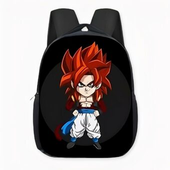 Sac à dos Dragon Ball GT fusion niveau 4 Son Goku et Vegeta cheveux rouges.