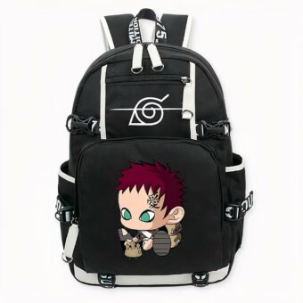 Sac à dos Gaara de Naruto Uzumaki noir avec motif devant, bonne qualité et très tendance.