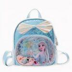 Sac à dos à paillettes la reine des neiges Elsa bleu avec un fond blanc