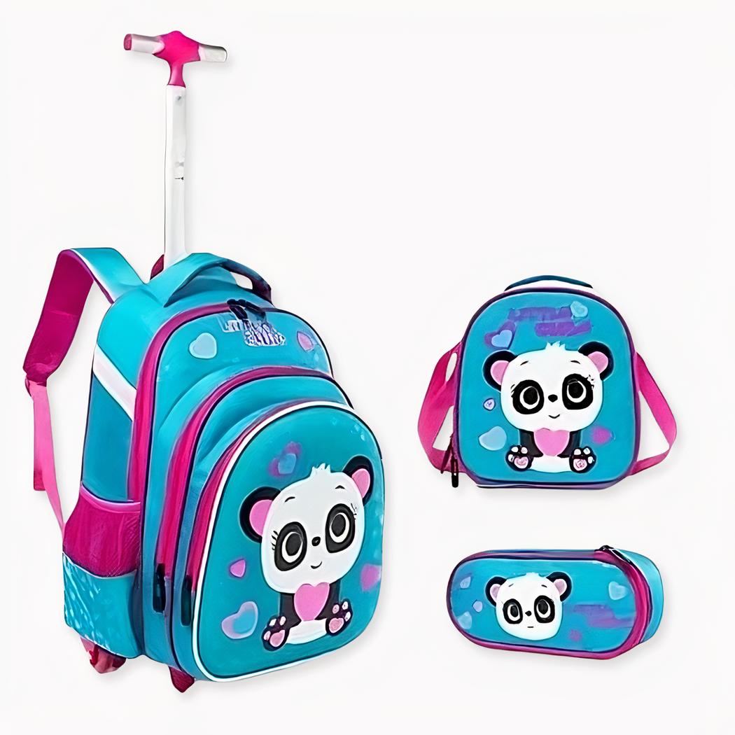 Sac à dos à roulettes motif panda pour filles