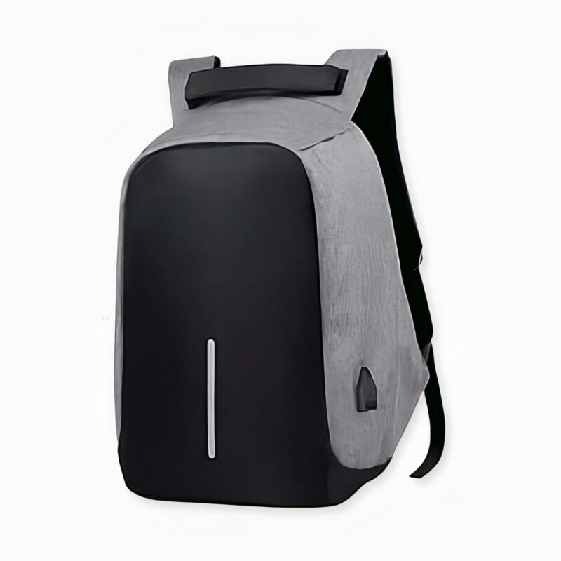 Sac à dos anti-vol imperméable et réfléchissant avec charge USB gris et noir