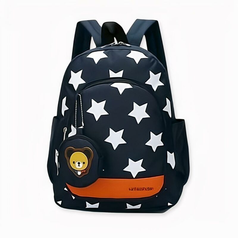 Sac_à_dos_avec_pendentif_motif_ours_2 Sac à dos avec pendentif motif ours avec étoiles. Bonne qualité et très à la mode.