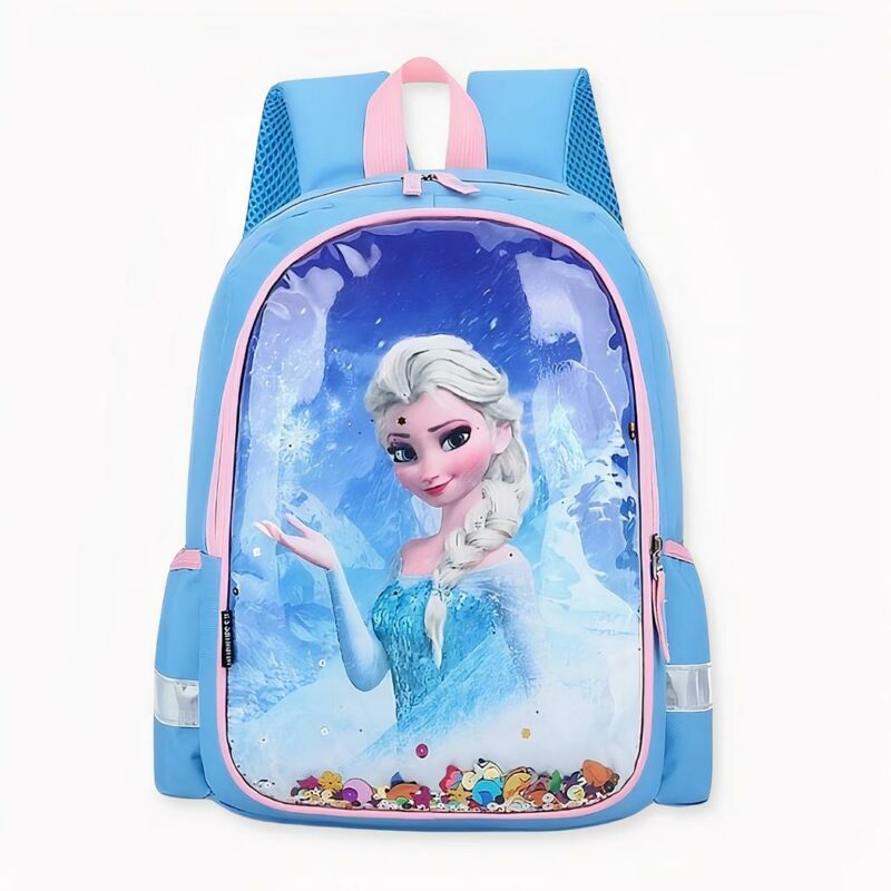 Sac à dos d'école à motif Elsa pour fille bleu.