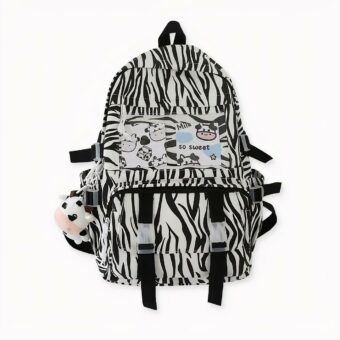 Sac à dos imprimé zèbre à joli motif sur le dos d'une fille. Bonne qualité et très tendance.