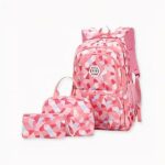 Sac à dos motif géométrique 3D pour Adolescente 2, couleur rose. Bonne qualité et très tendance.