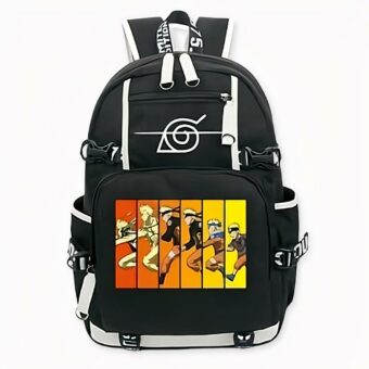 Sac à dos noir Naruto Uzumaki avec motif attaque orange, bonne qualité et très à la mode.