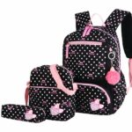 Lot de 02 sacs et une trousse motif pois avec pendentif pompon noir avec des petits points blanc avec un fond blanc