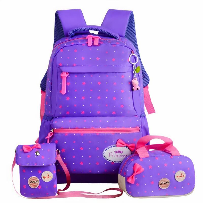 Lot de 03 sacs à motif noeud avec fermeture coloré violet avec un fond blanc