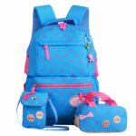 Lot de 03 sacs à motif nœud avec fermeture coloré bleu et rose avec un fond blanc